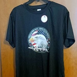 Black Graphic T-Shirt with Eagle Design